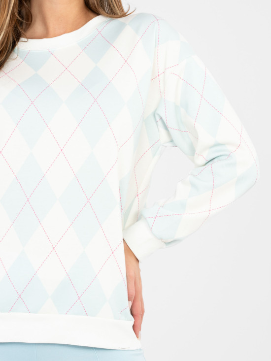 Mentaszínű női pulóver geometrikus mintával