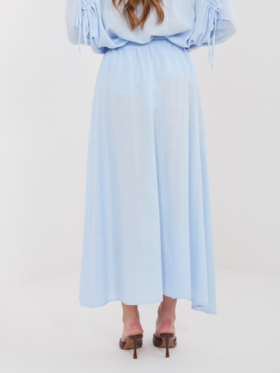 Világoskék midi szoknya megkötővel
