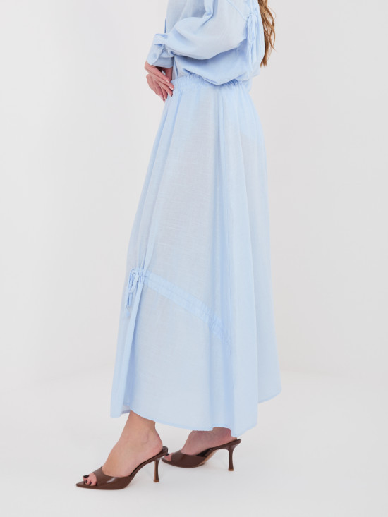 Világoskék midi szoknya megkötővel