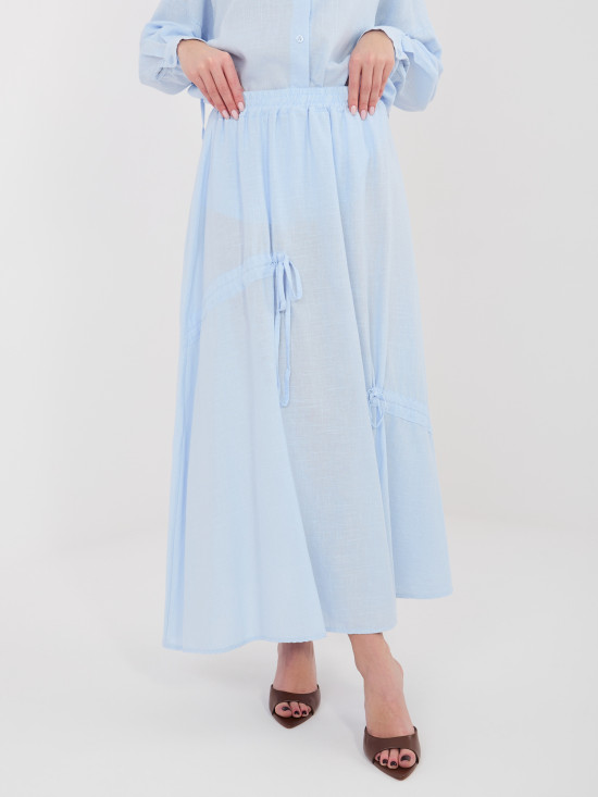 Világoskék midi szoknya megkötővel