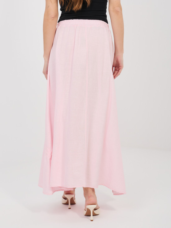 Világos rózsaszínű midi szoknya megkötővel