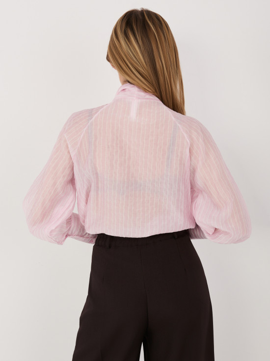 Rózsaszín csíkos ing fűzős nyakkivágással