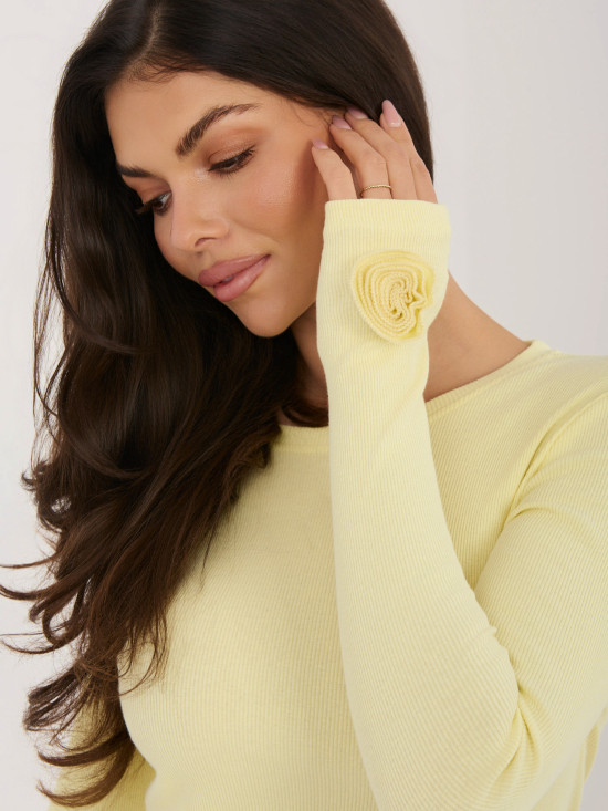 Sárga színű bordázott hosszú ujjú blúz