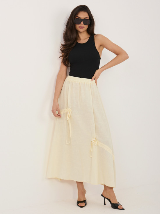 Sárga színű midi szoknya megkötővel