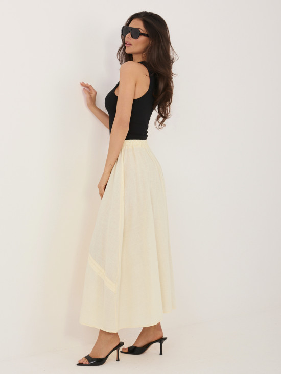 Sárga színű midi szoknya megkötővel
