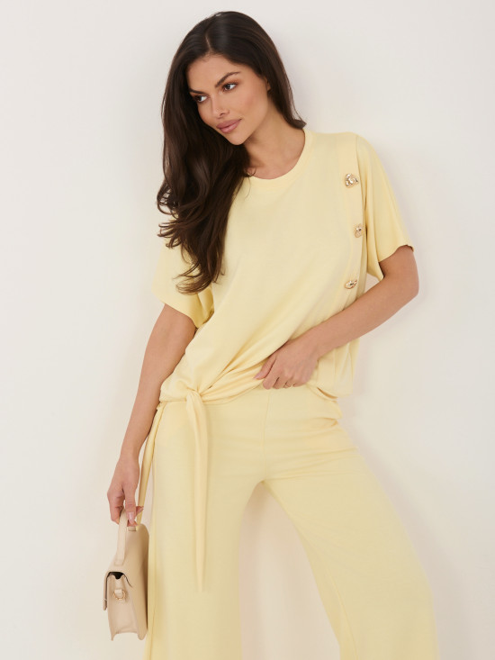 Női sárga színű szett rövid ujjakkal