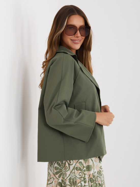 Rövid átmeneti kabát khaki színben