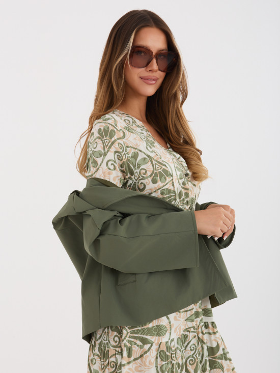 Rövid átmeneti kabát khaki színben