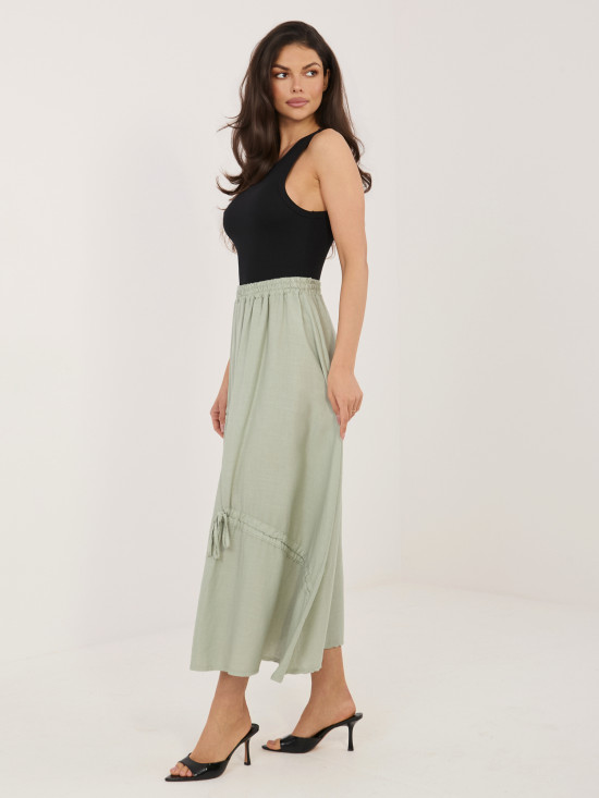 Khaki midi szoknya megkötővel