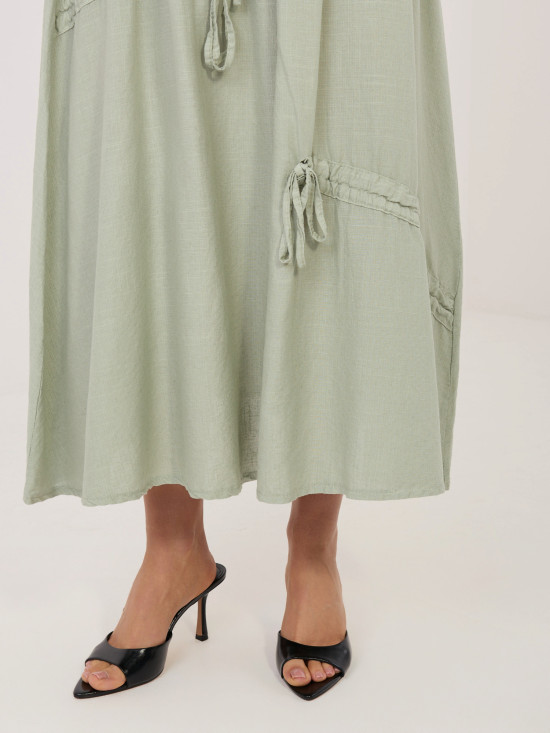 Khaki midi szoknya megkötővel