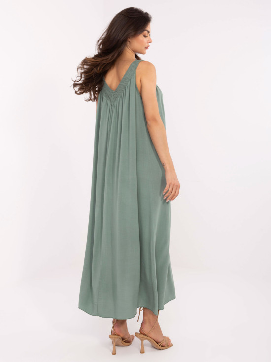 Pisztáciaszínű oversize viszkóz maxi ruha