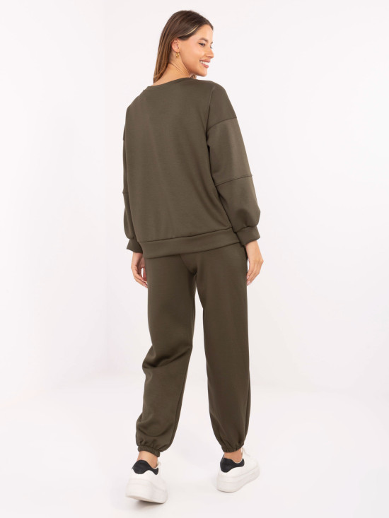 Női khaki színű szett hosszú ujjú felsővel