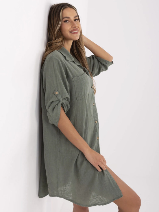 Oversize ruha 3/4-es ujjakkal khaki színben