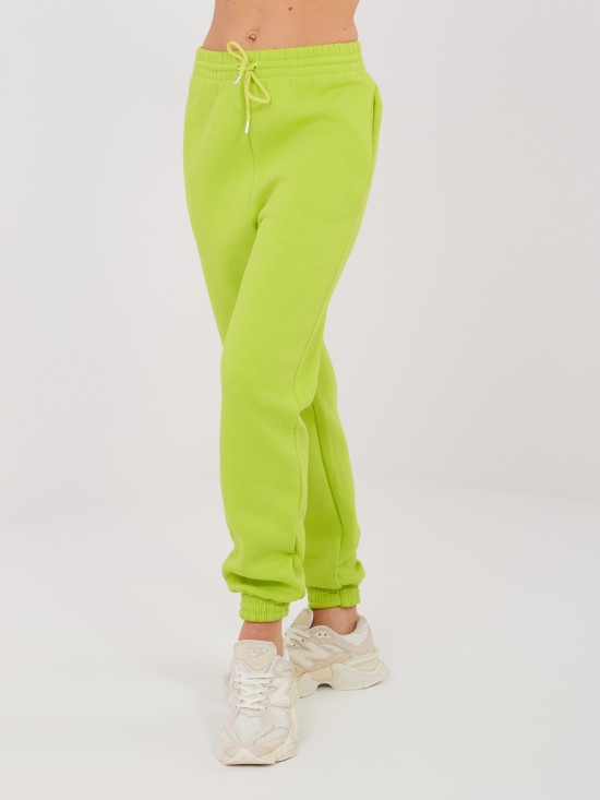 Limezöld színű női melegítőnadrág magas derékkal