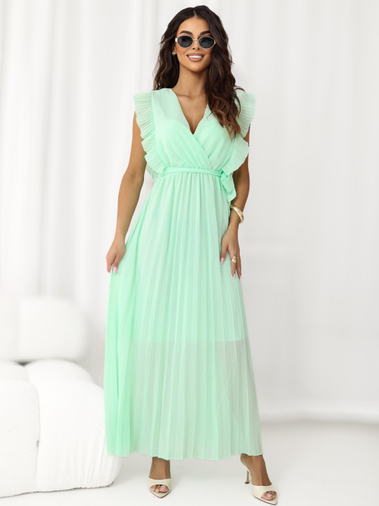 Bővülő midi ruha mentazöld színben