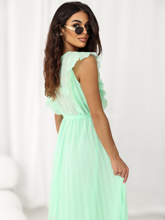 Bővülő midi ruha mentazöld színben