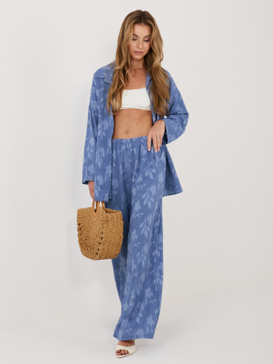 Kék színű női szett inggel és nadrággal