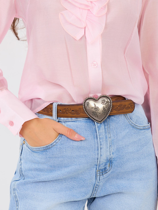 Női mom fazonú farmernadrág magas derékkal és övvel, kék színű