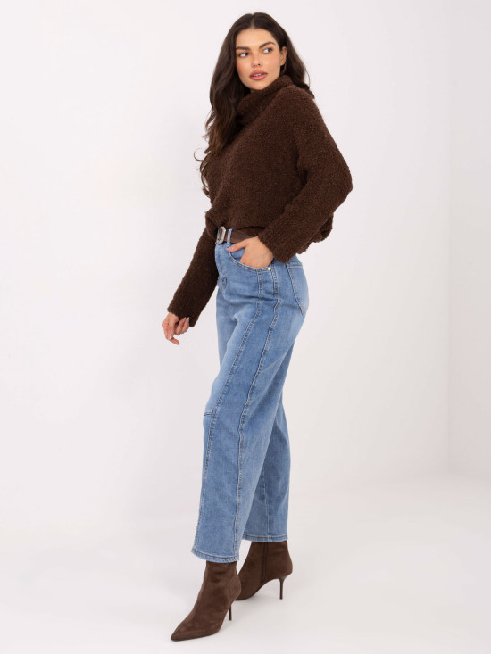 Női ballon fazonú magas derekú farmernadrág, kék színben