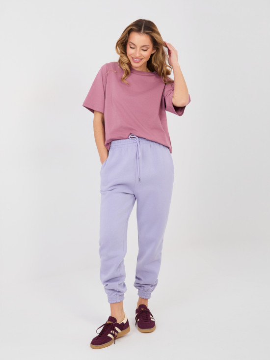 Női világoslila színű melegítőnadrág magas derékkal