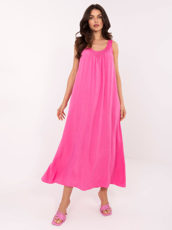 Oversize viszkóz maxi ruha rózsaszínben