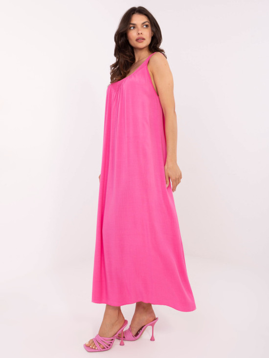 Oversize viszkóz maxi ruha rózsaszínben