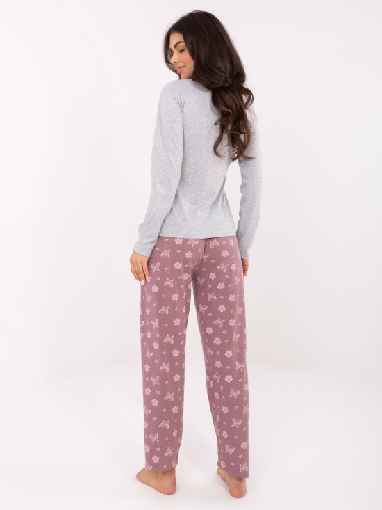 Női szürke pamut pizsama nyomott mintával
