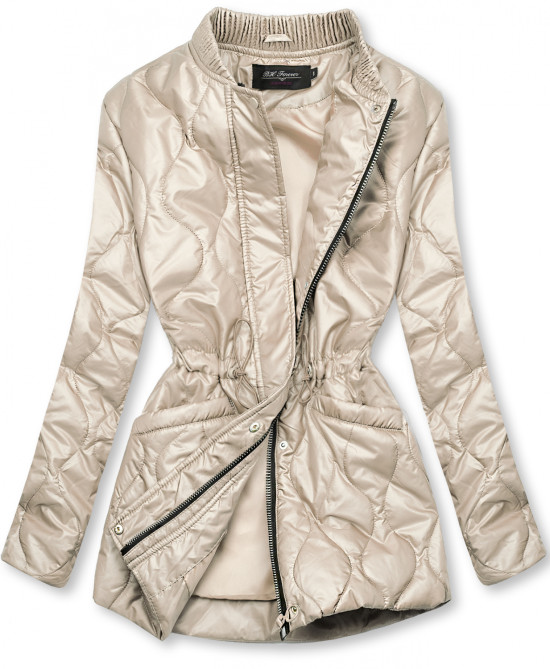 Bézs színű kapucni nélküli steppelt dzseki