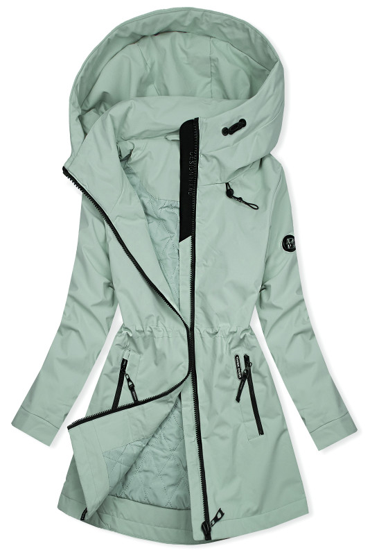 Mentazöld színű tavaszi parka magas gallérral