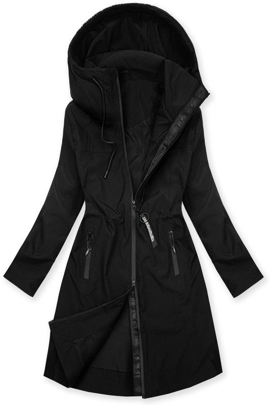 Fekete színű tavaszi parka kétutas cipzárral