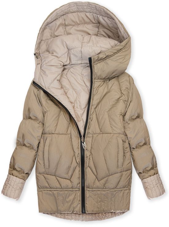 Kifordítható kapucnis dzseki - bézs színű