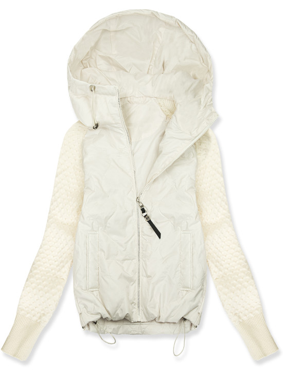 Ekrü színű átmeneti dzseki kötött ujjakkal