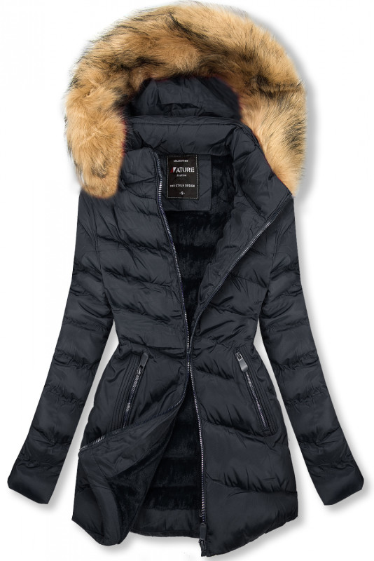 Steppelt átmeneti kabát - sötétkék színű