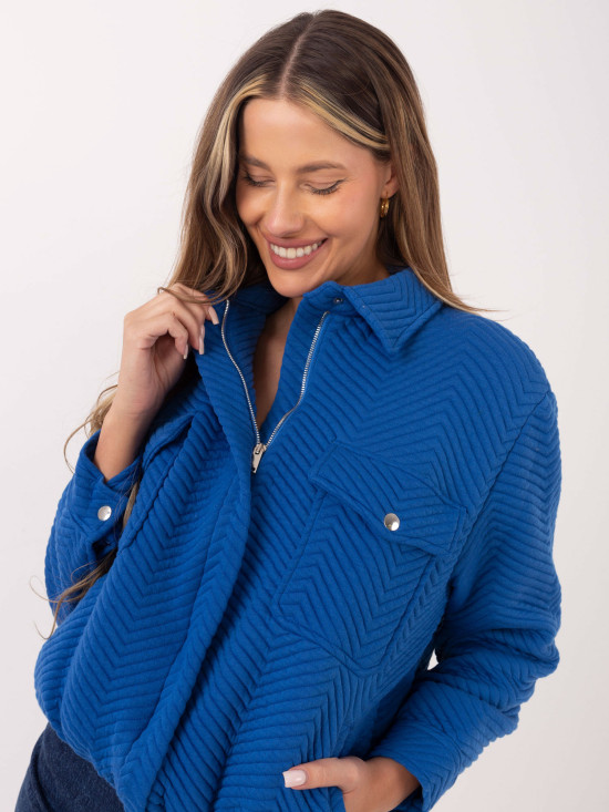 Stílusos átmeneti dzseki kék színben