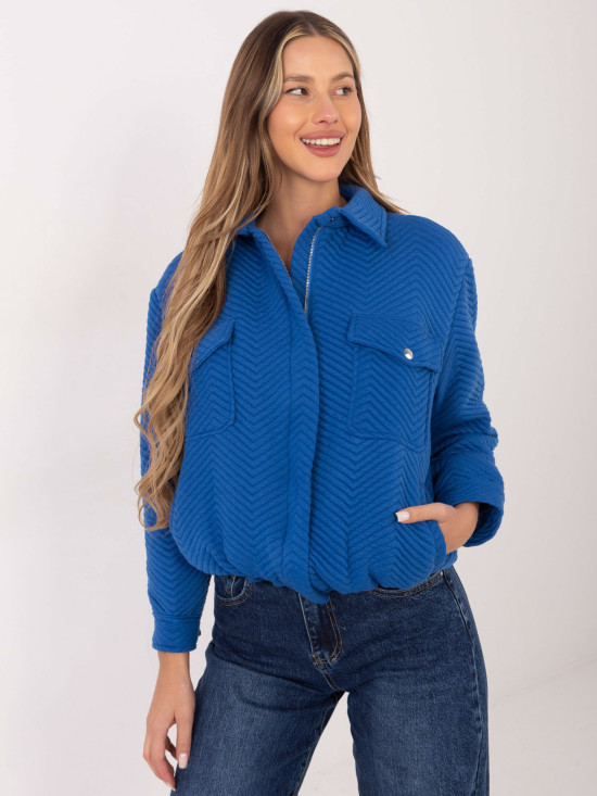 Stílusos átmeneti dzseki kék színben