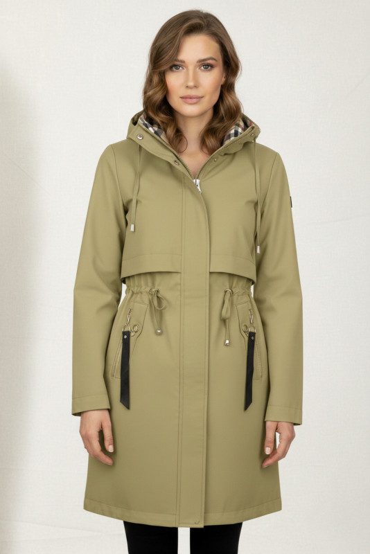 Béléssel ellátott átmeneti kabát - sőtétbézs színű