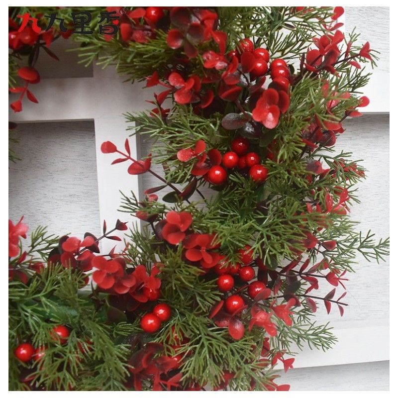 Karácsonyi ajtódísz, piros/zöld, 45 cm