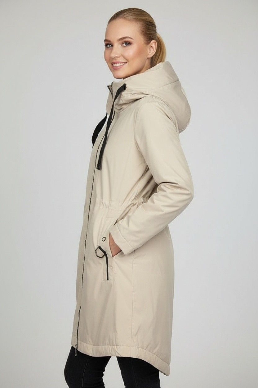 Átmeneti kapucnis kabát - krémszínű