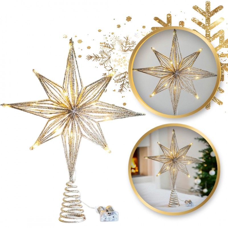Aranyszínű LED karácsonyfadísz - csillag