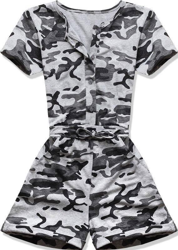 Szürke színű terepmintás overál