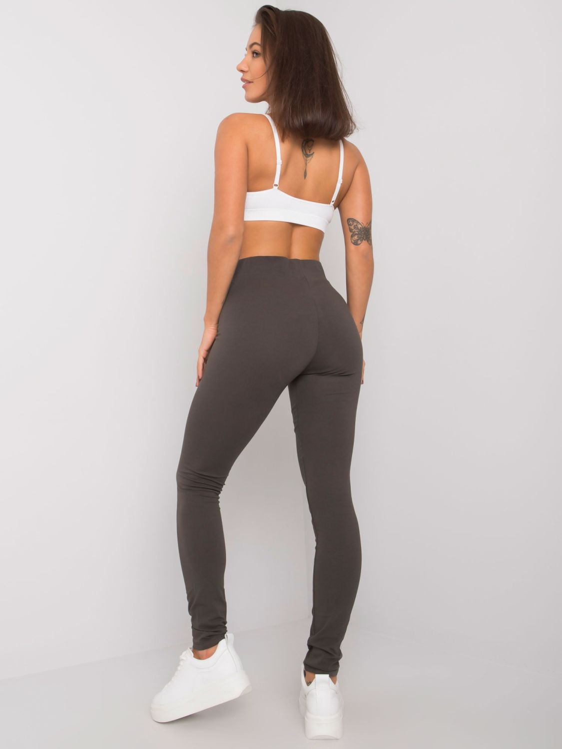 Sima női leggings khaki színben