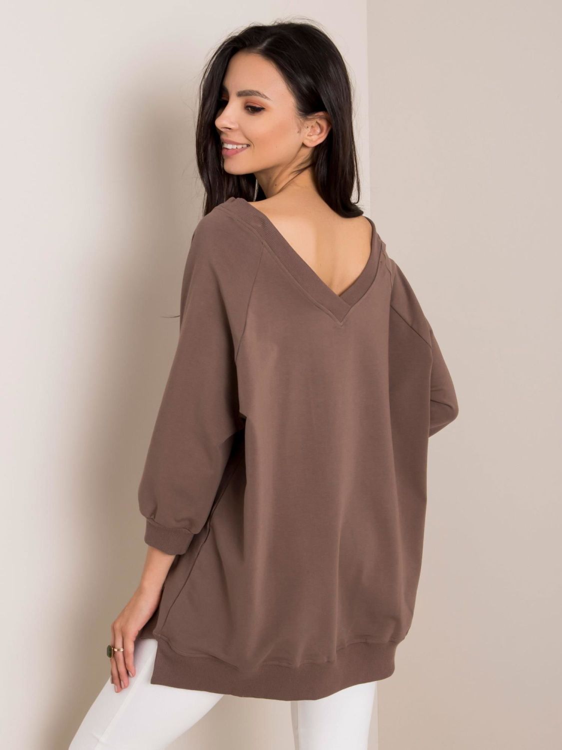 Világosbarna színű oversize pulóver RUE PARIS