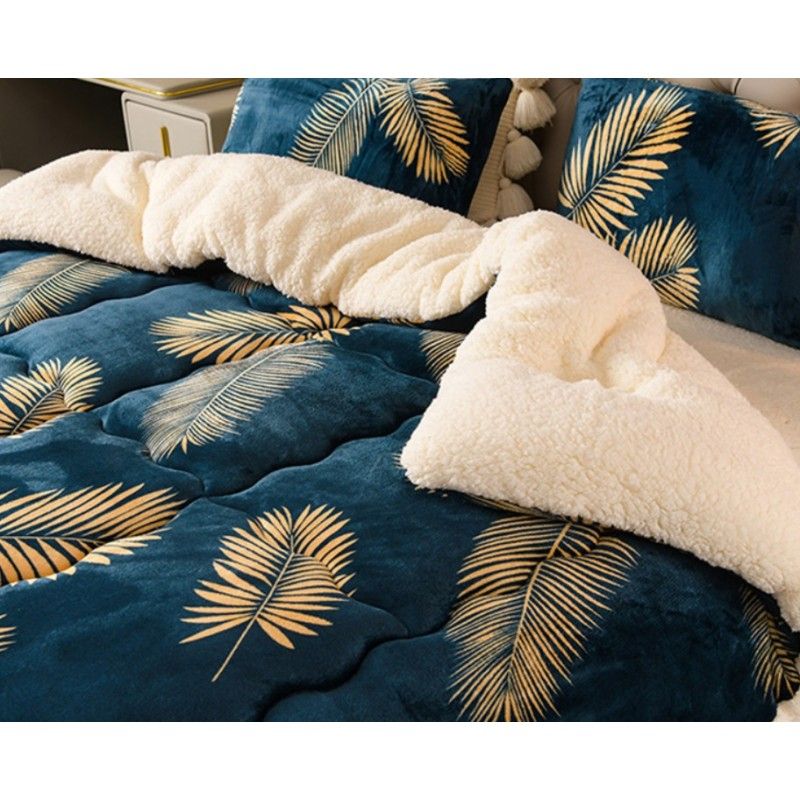 Puha plüss takaró XXL 180x220 - sötétkék/aranyszínű