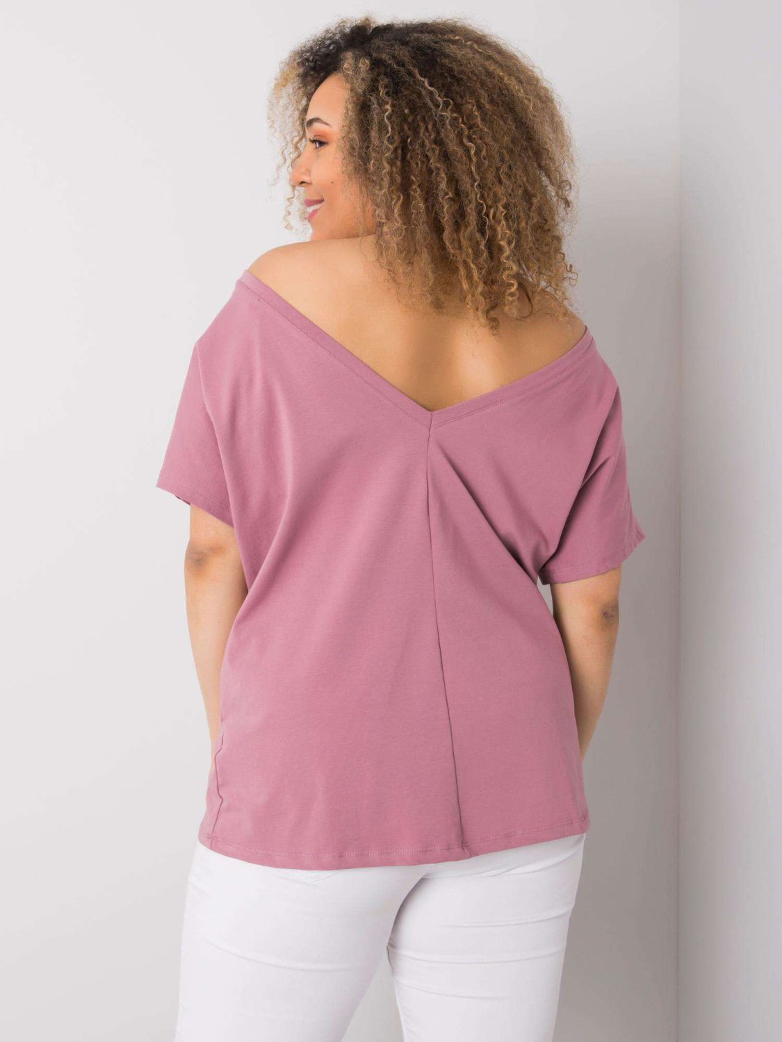 Rózsaszínű plus size pamut póló