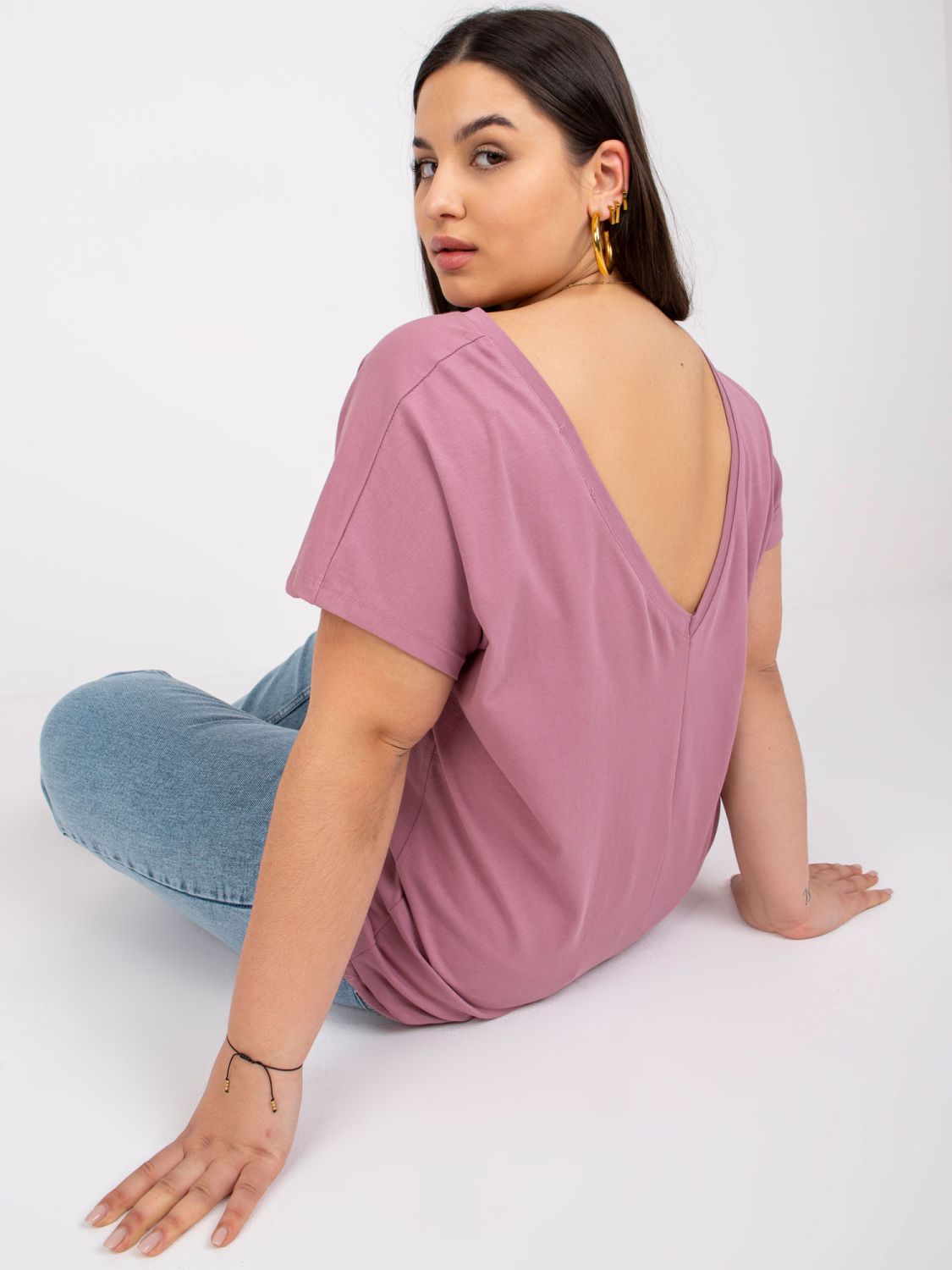 Rózsaszínű plus size pamut póló