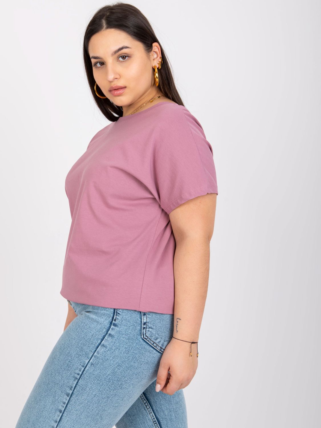 Rózsaszínű plus size pamut póló