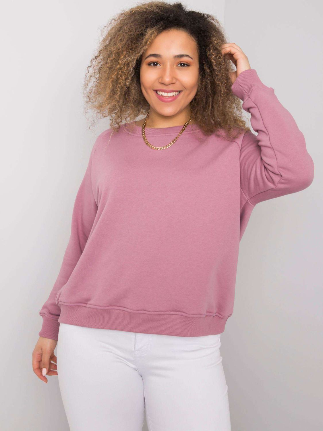 Rózsaszínű plus size pulóver