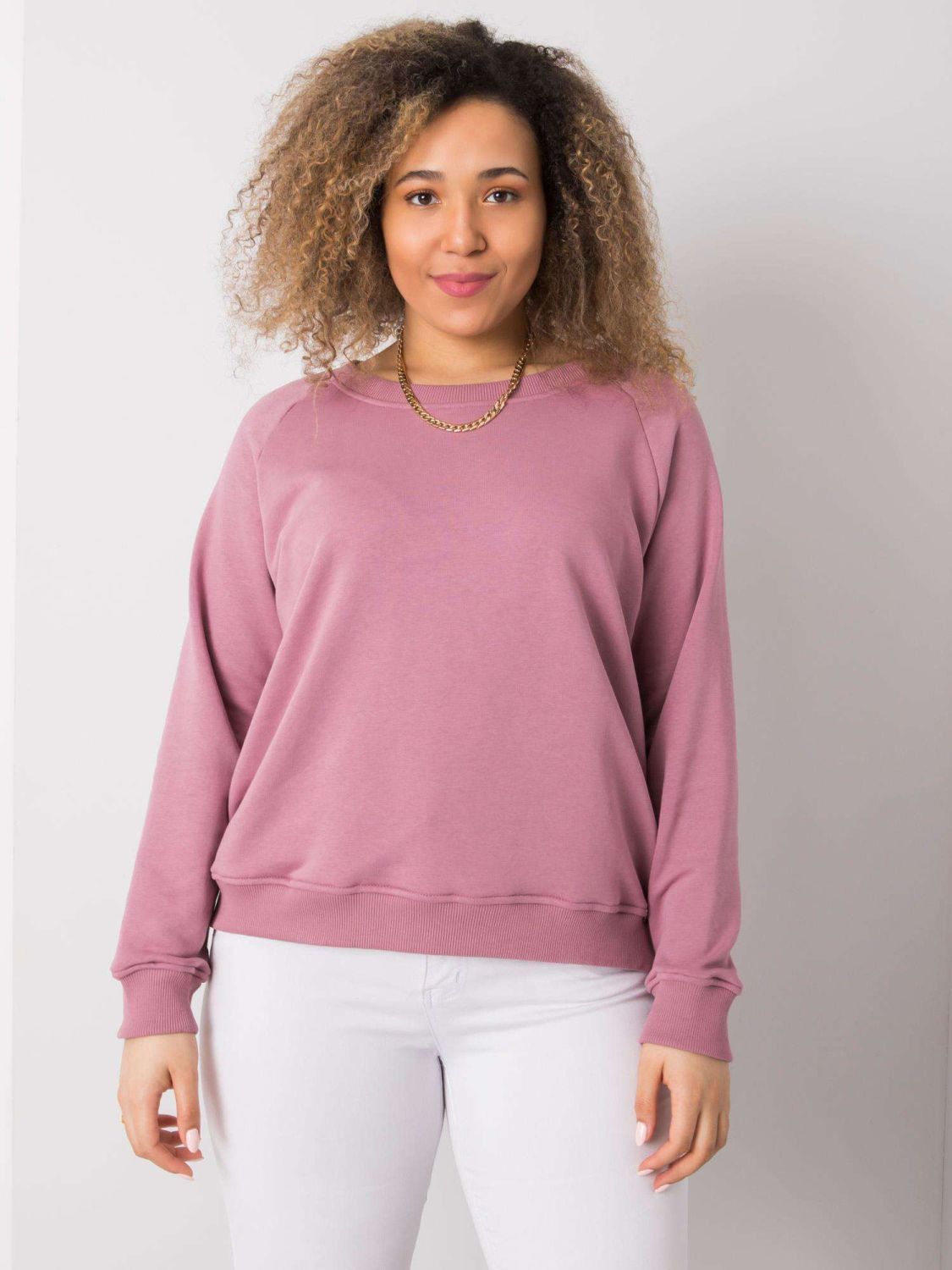 Rózsaszínű plus size pulóver