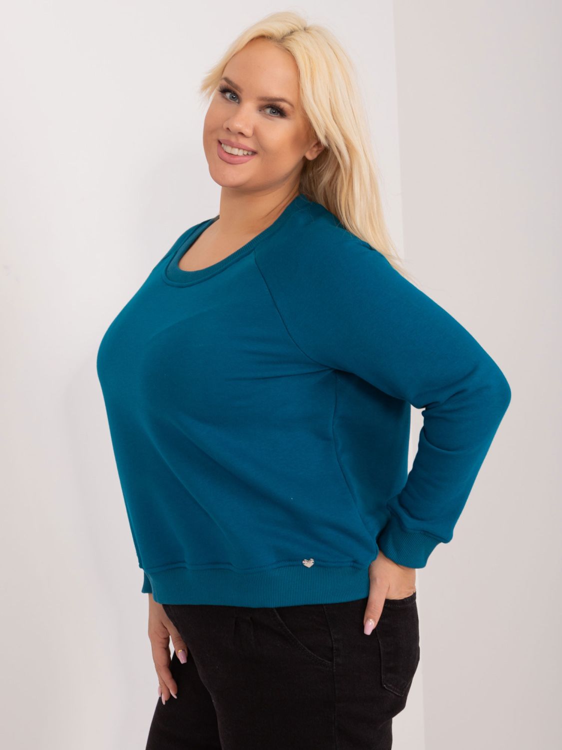 Tengerkék színű plus size pulóver