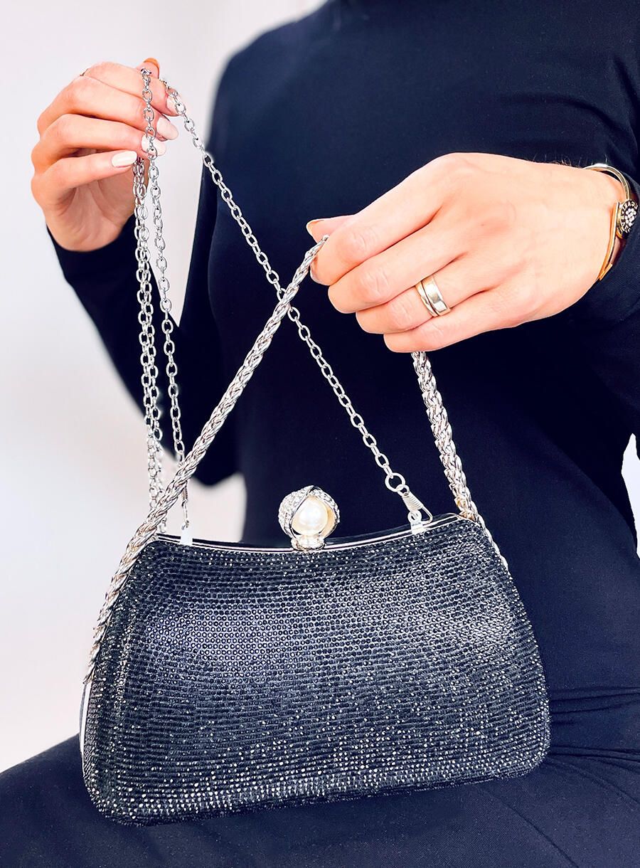 Alkalmi clutch kézitáska - fekete színű